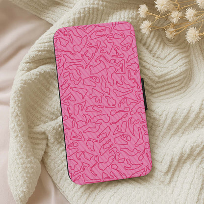 Track Outlines Pink Wallet Phone Case