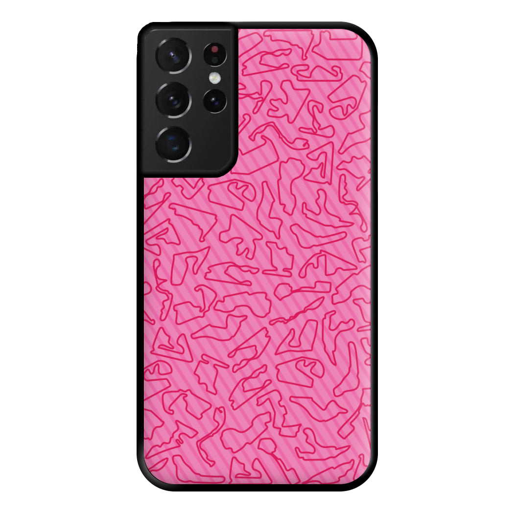 Track Outlines Pink Phone Case for Galaxy S21 Ultra