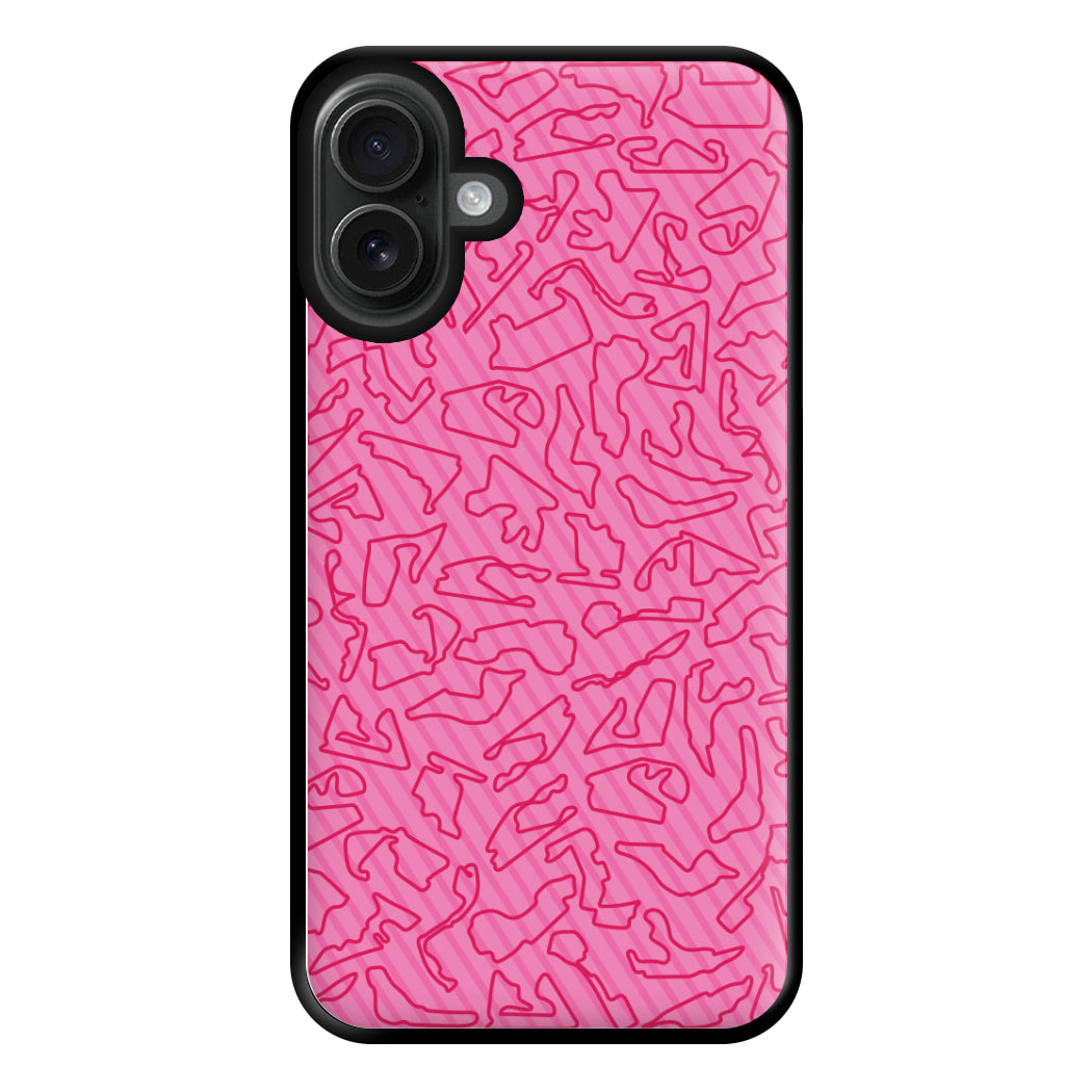 Track Outlines Pink Phone Case for iPhone 16 Plus