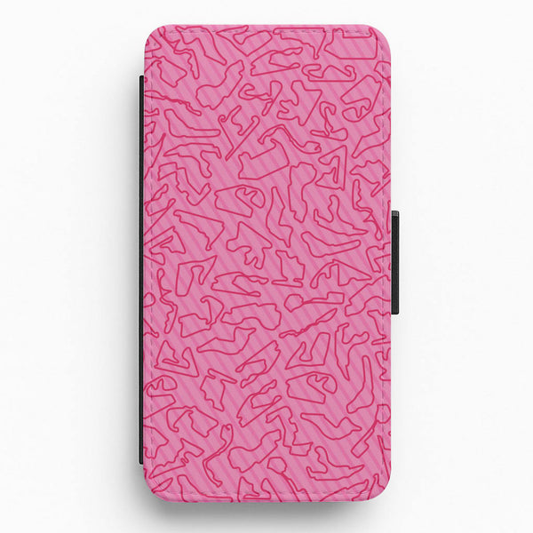 Track Outlines Pink Flip / Wallet Phone Case