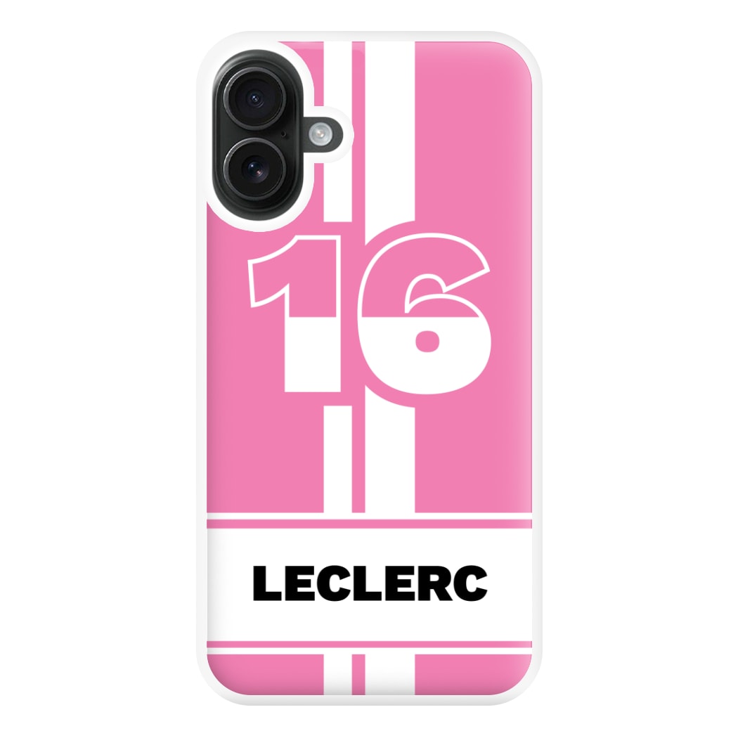 Pink Leclerc Phone Case for iPhone 16 Plus