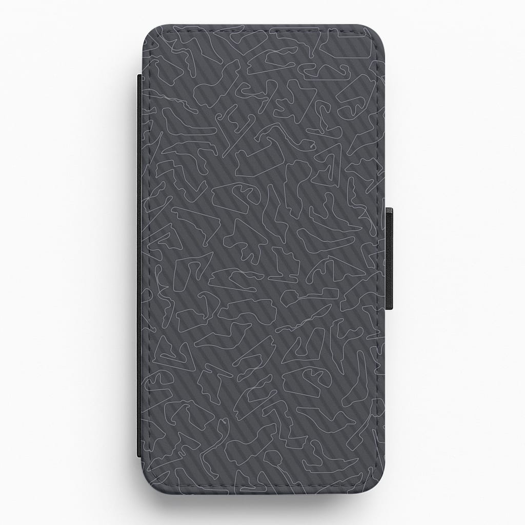 Track Outlines Gray Flip / Wallet Phone Case