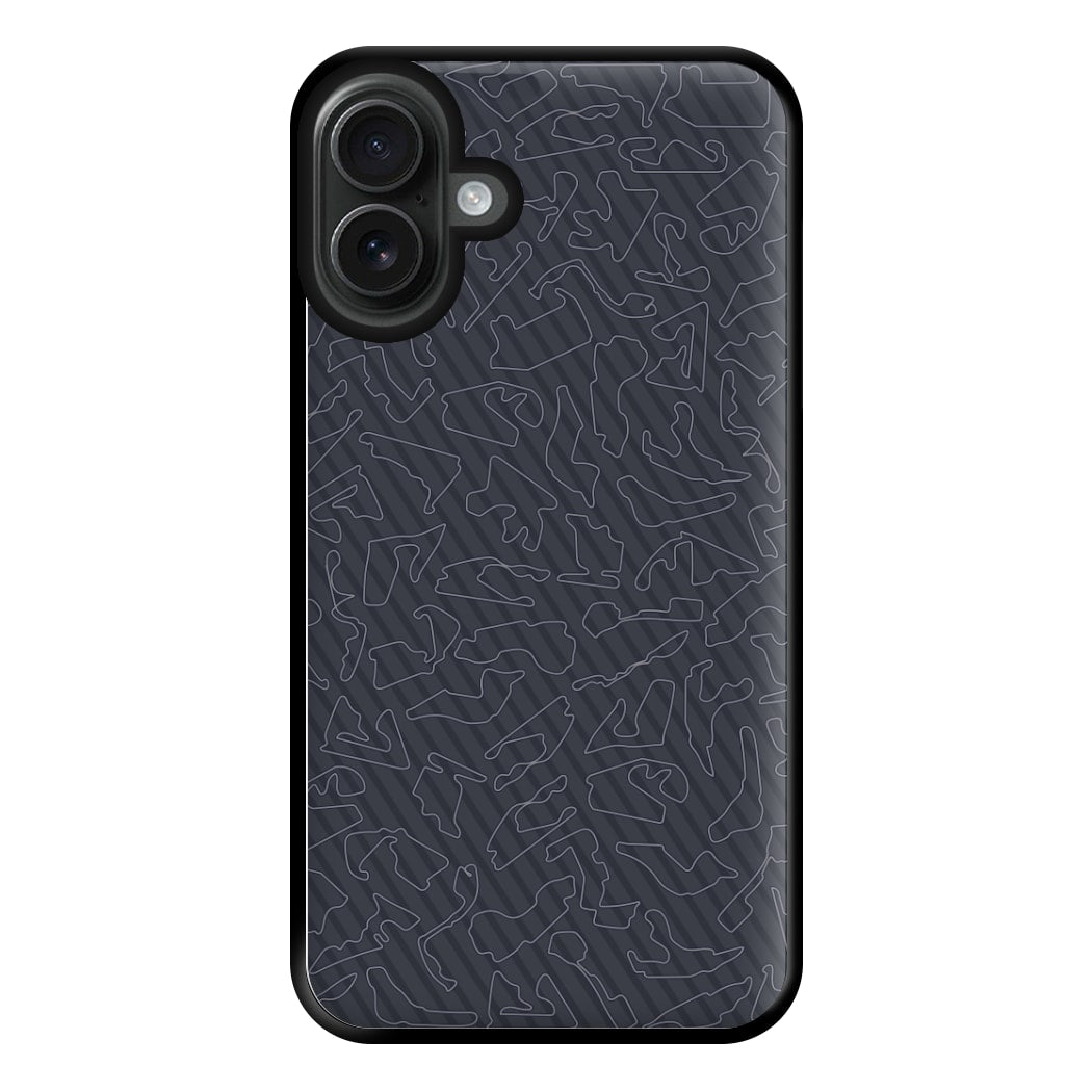 Track Outlines Gray Phone Case for iPhone 16 Plus