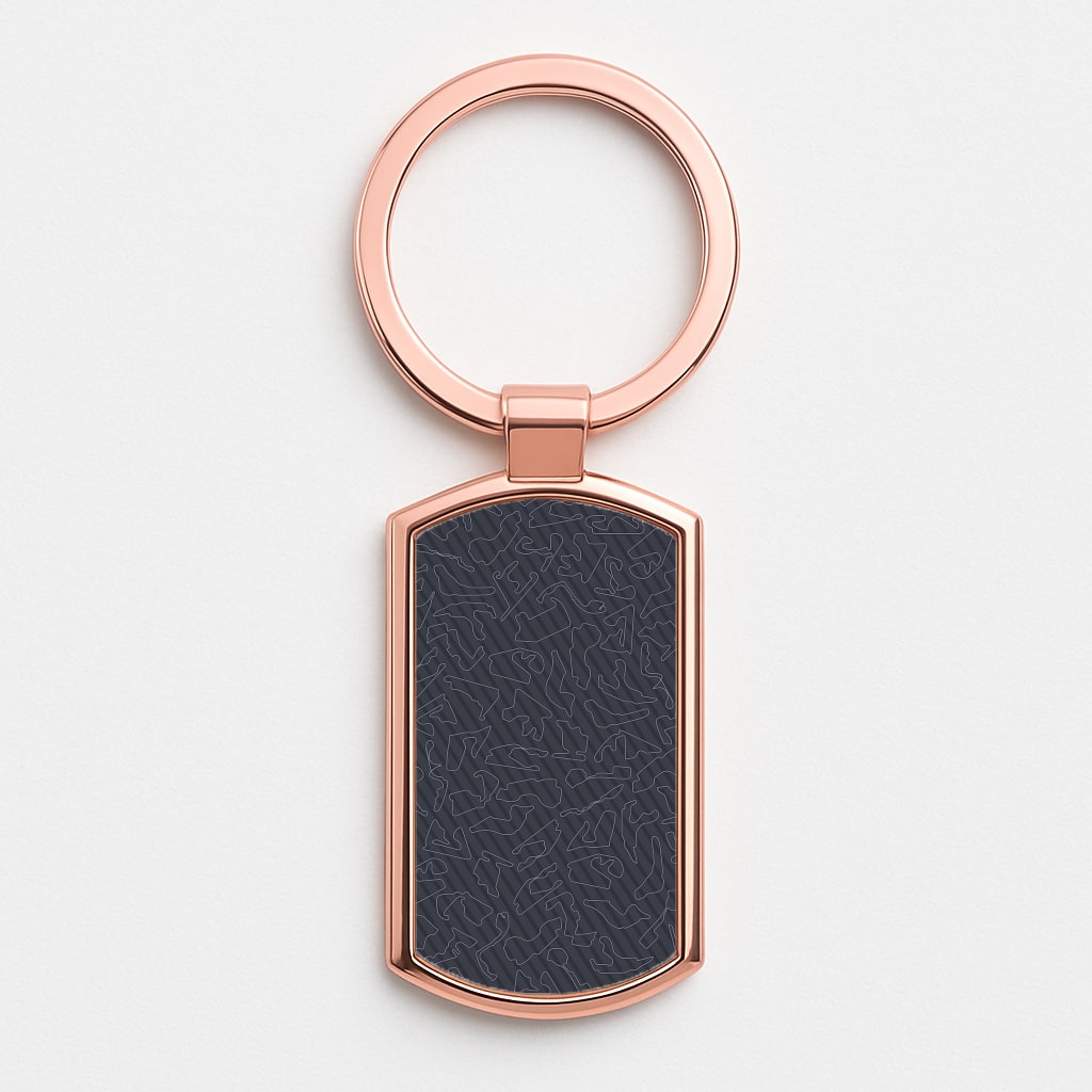 Track Outlines Gray Rose Gold Keyring