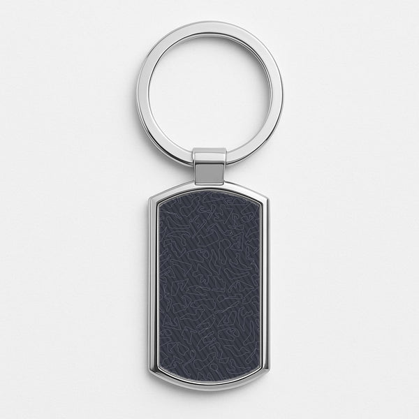 Track Outlines Gray Silver Keyring