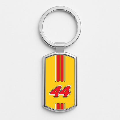 Retro Yellow And Red Hamilton Silver Keyring