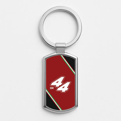 Dark Red Retro 44  Silver Keyring