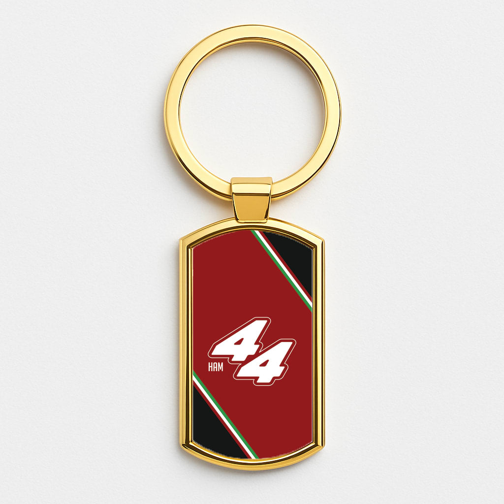 Dark Red Retro 44  Gold Keyring