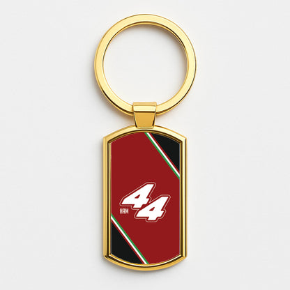 Dark Red Retro 44  Gold Keyring