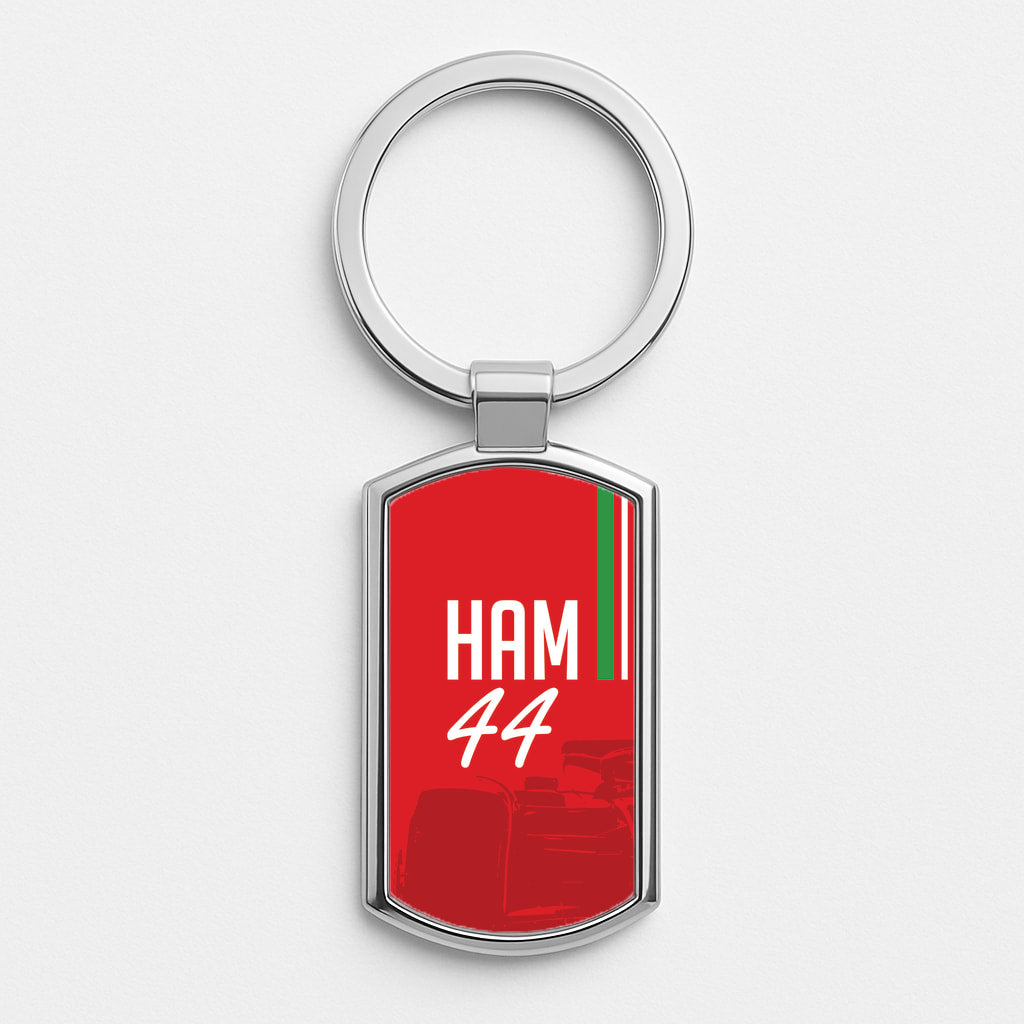 Dark Red Hamilton 44 Silver Keyring