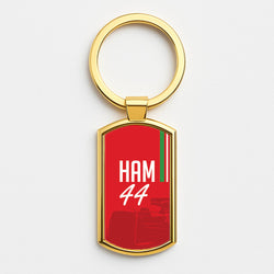 Dark Red Hamilton 44 Gold Keyring