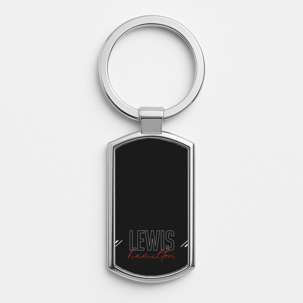 Racer Stripes Hamilton Silver Keyring