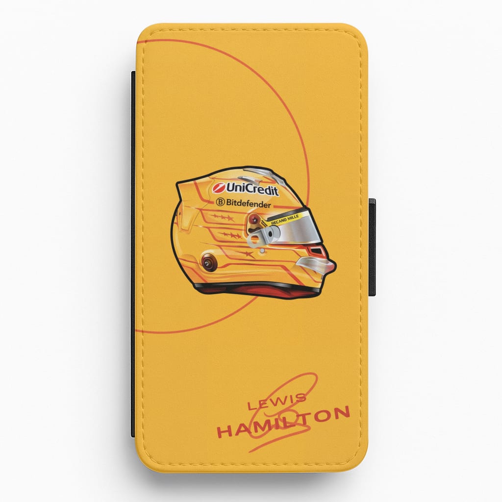 Hamilton Yellow Helmet Flip / Wallet Phone Case