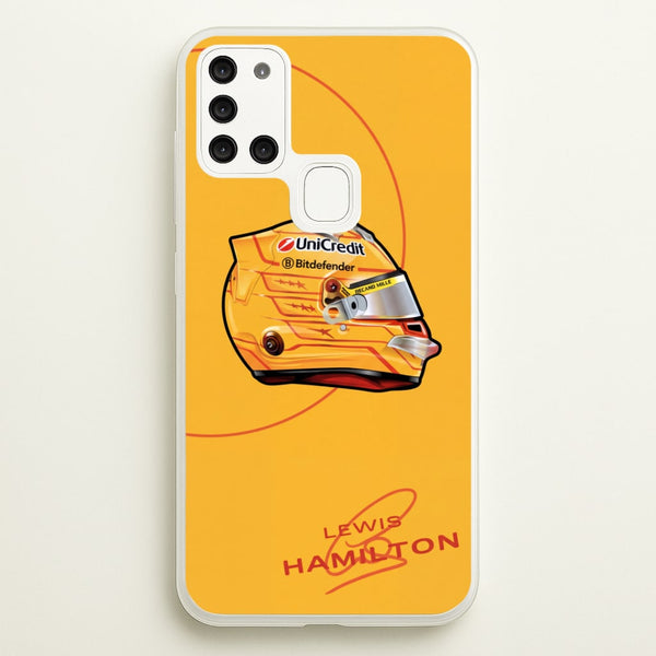 Lewis Hamilton Yellow Helmet Phone Case - Galaxy A21s / Standard