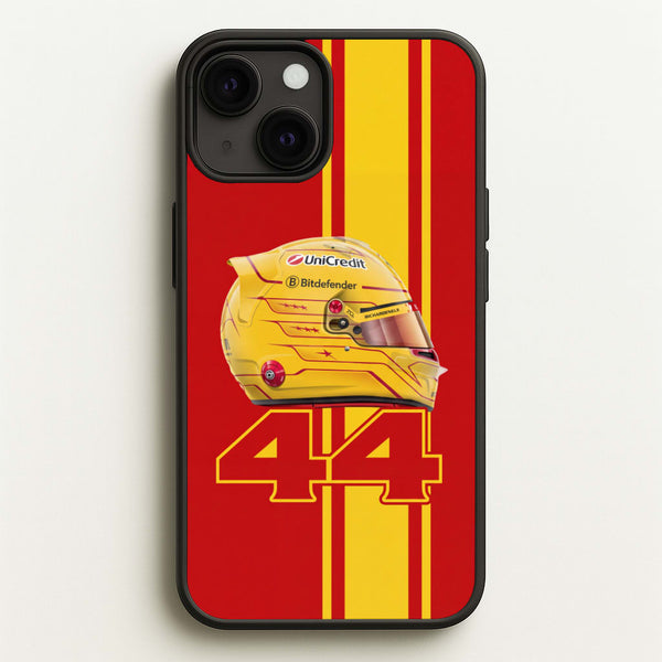 Red & Yellow 44 Helmet - Lewis Hamilton Phone Case - iPhone 13 Mini / Standard