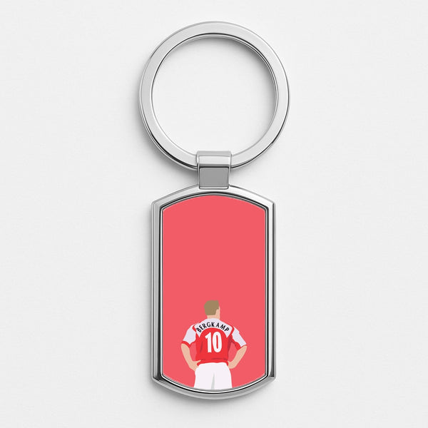 Bergkamp - Football Silver Keyring