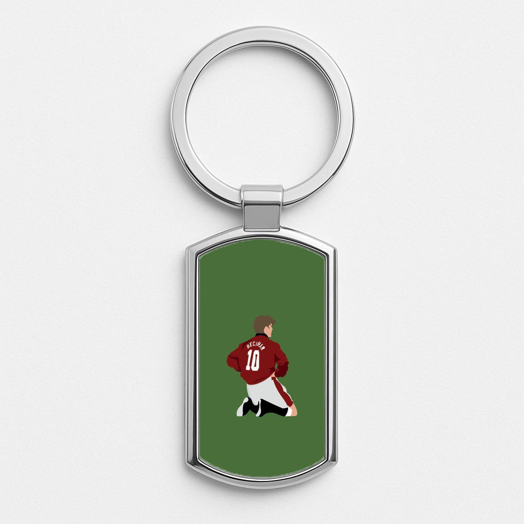 Beckham - Football Silver Keyring