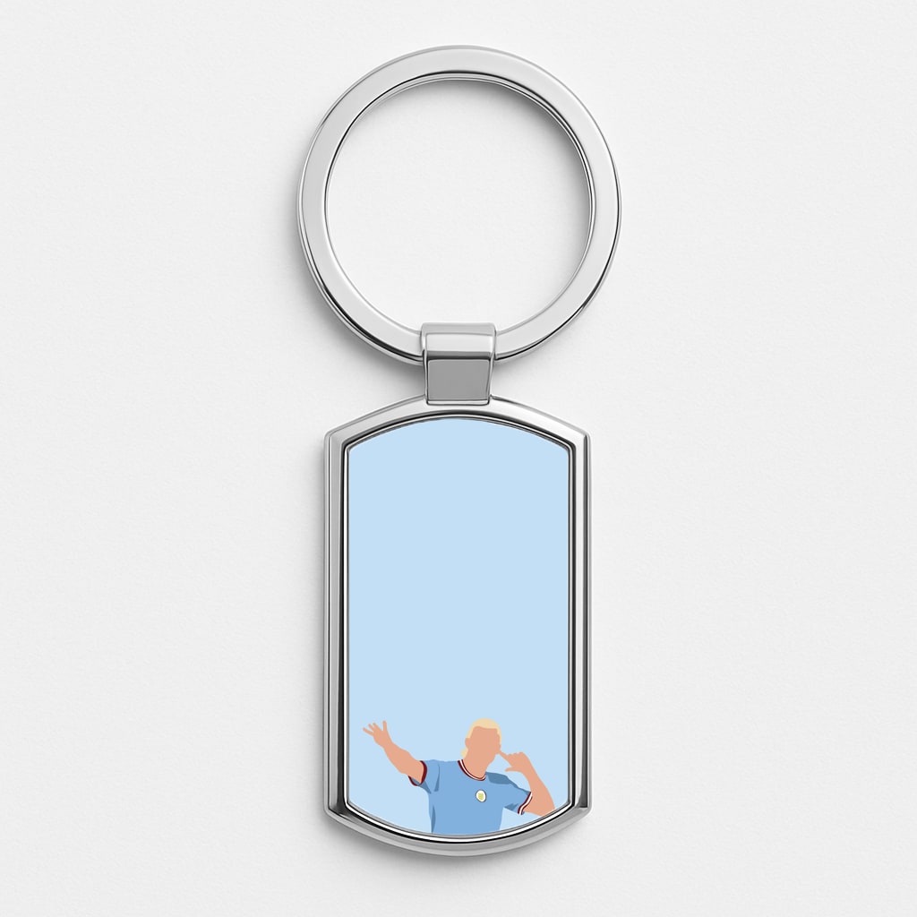 Haaland - Football Silver Keyring