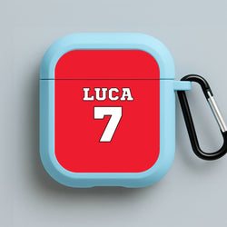 Red - Personalised Football   Blue AirPods Case