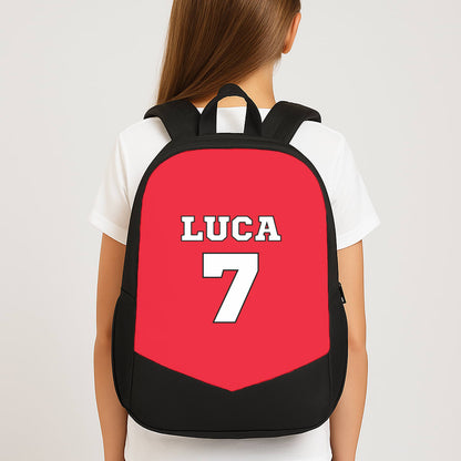 Red - Personalised Football   Large School Bag