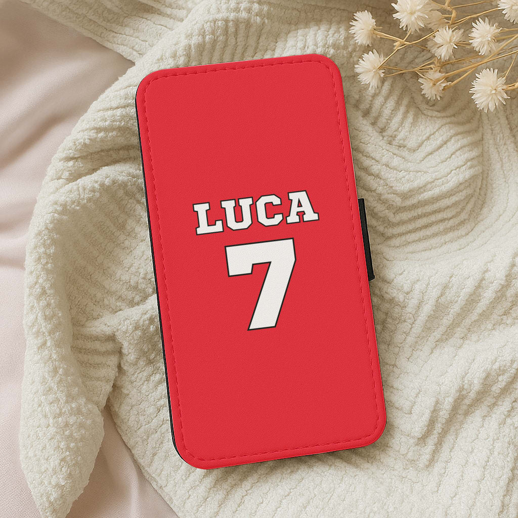 Red - Personalised Football   Wallet Phone Case
