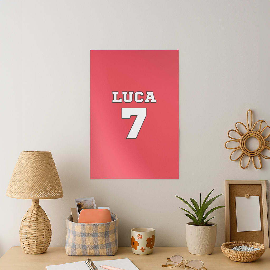 Red - Personalised Football   Art Print
