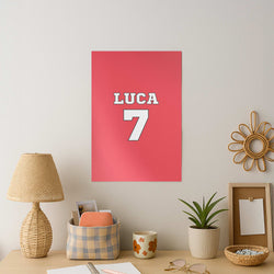 Red - Personalised Football   Art Print