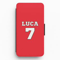 Red - Personalised Football   Flip / Wallet Phone Case