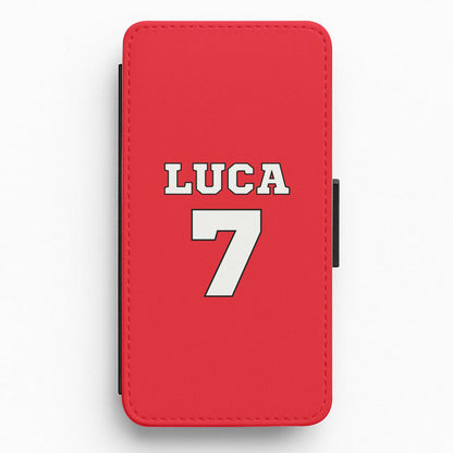 Red - Personalised Football   Flip / Wallet Phone Case