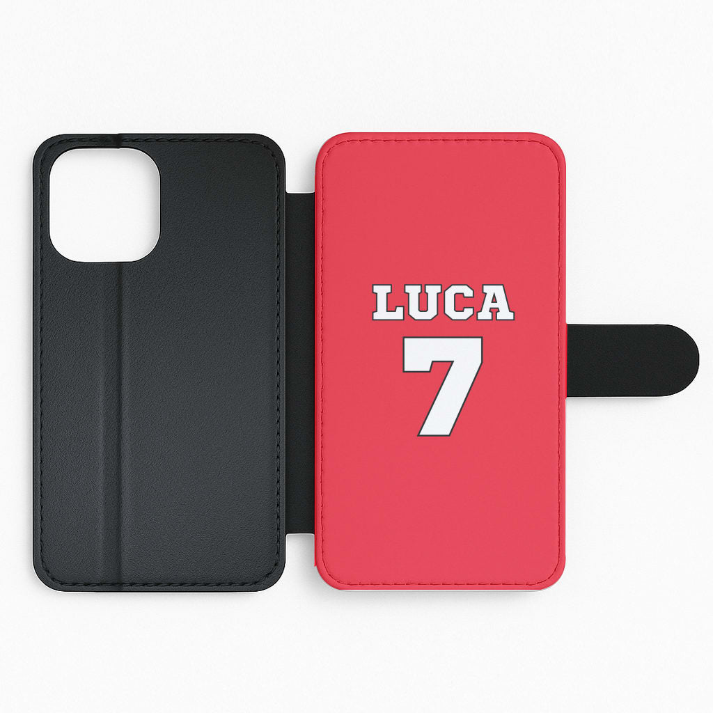 Red - Personalised Football   Flip Phone Case