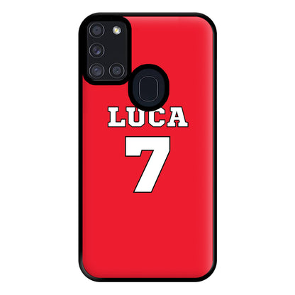 Red - Personalised Football Phone Case for Galaxy A21s