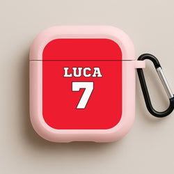 Red - Personalised Football   Pink AirPods Case