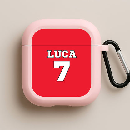Red - Personalised Football   Pink AirPods Case