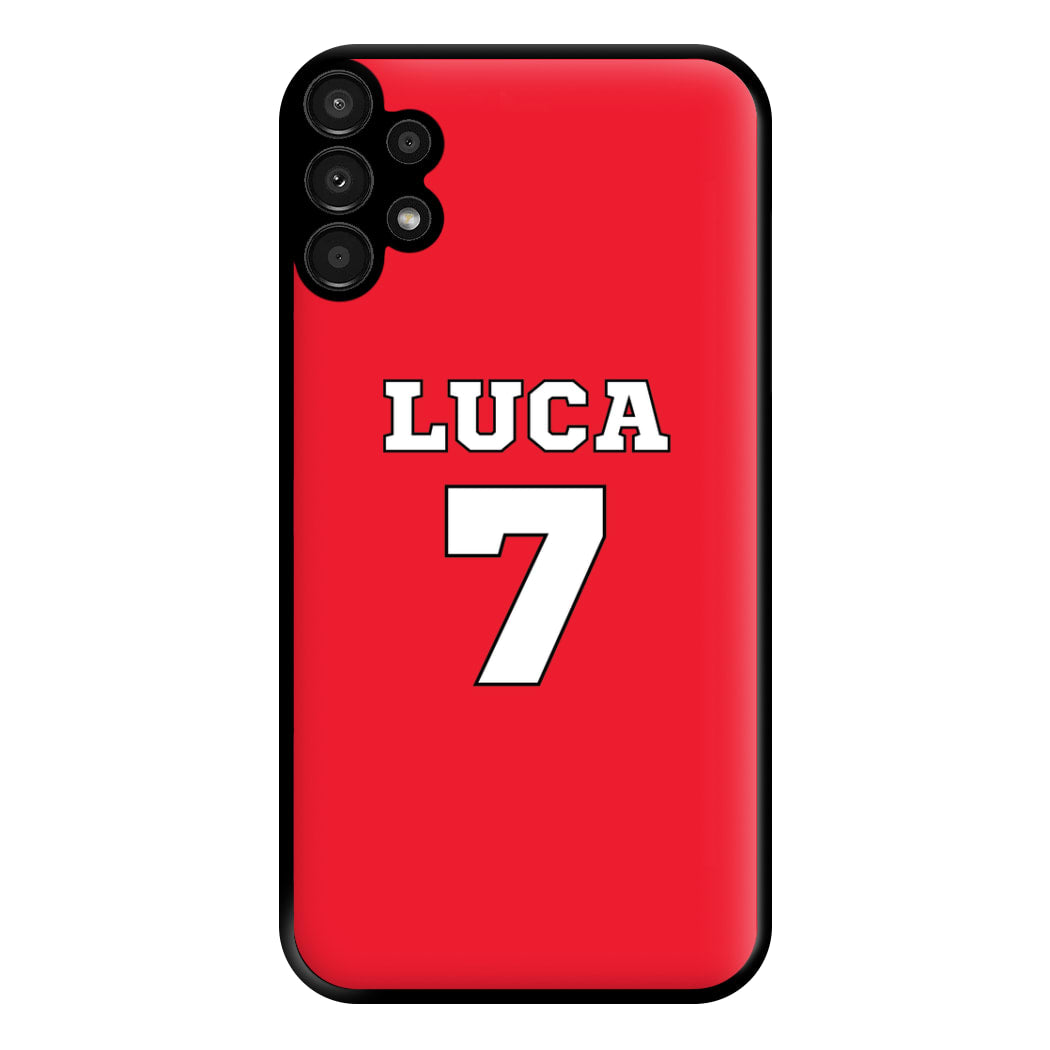 Red - Personalised Football Phone Case for Galaxy A13