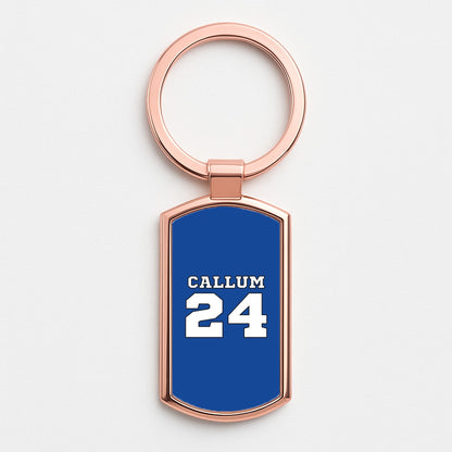 Dark Blue - Personalised Football Rose Gold Keyring