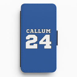 Dark Blue - Personalised Football Flip / Wallet Phone Case