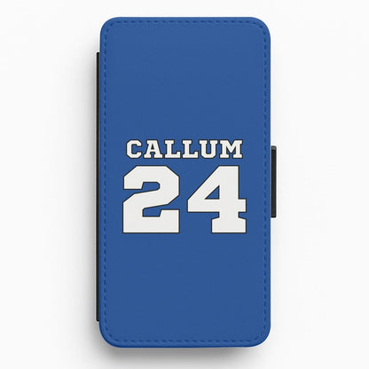 Dark Blue - Personalised Football Flip / Wallet Phone Case