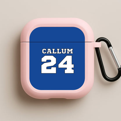 Dark Blue - Personalised Football Pink AirPods Case