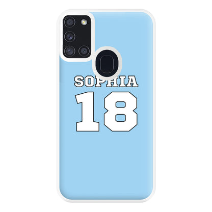 Light Blue - Personalised Football Phone Case for Galaxy A21s