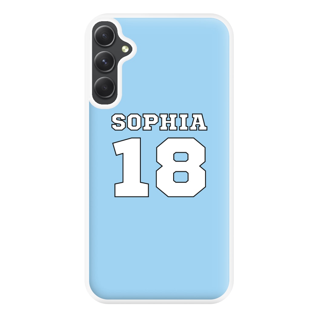 Light Blue - Personalised Football Phone Case for Galaxy A14