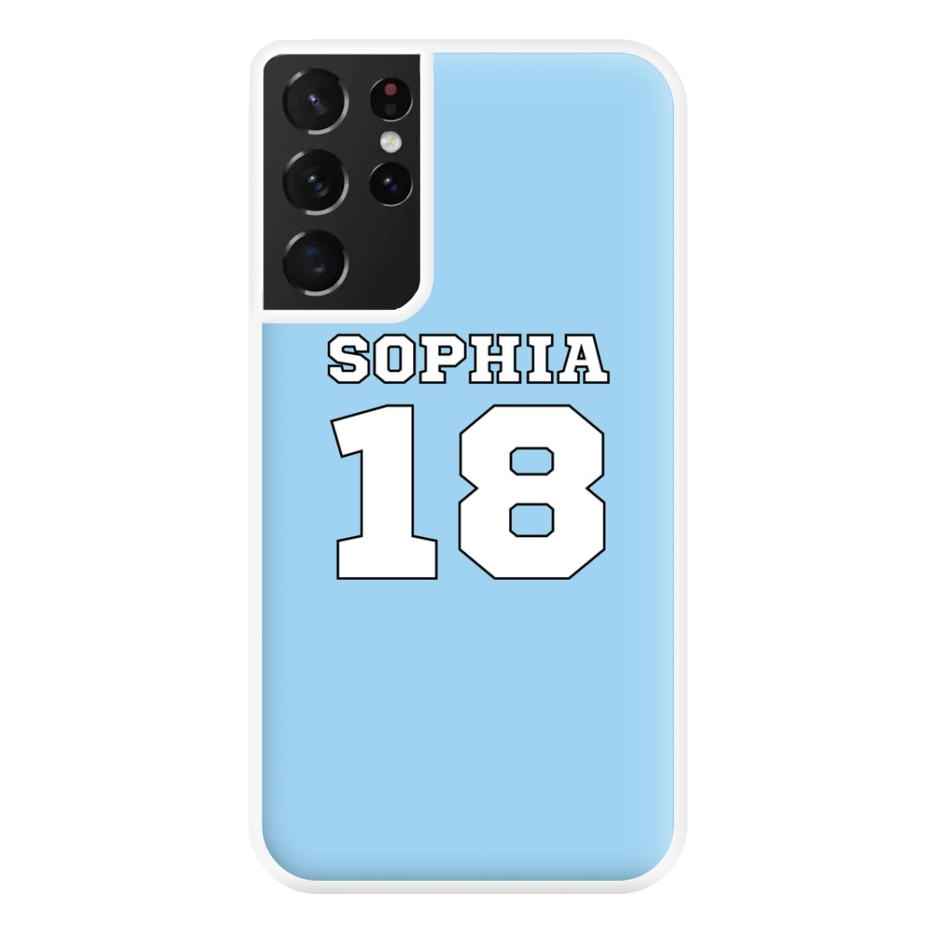 Light Blue - Personalised Football Phone Case for Galaxy S21 Ultra