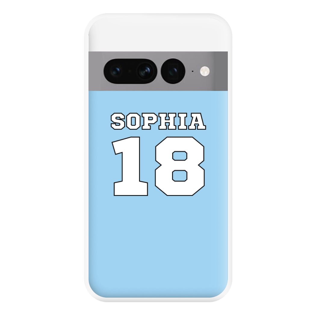 Light Blue - Personalised Football Phone Case for Google Pixel 7 Pro