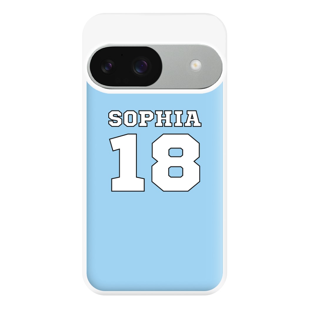 Light Blue - Personalised Football Phone Case for Google Pixel 9 / 9 Pro