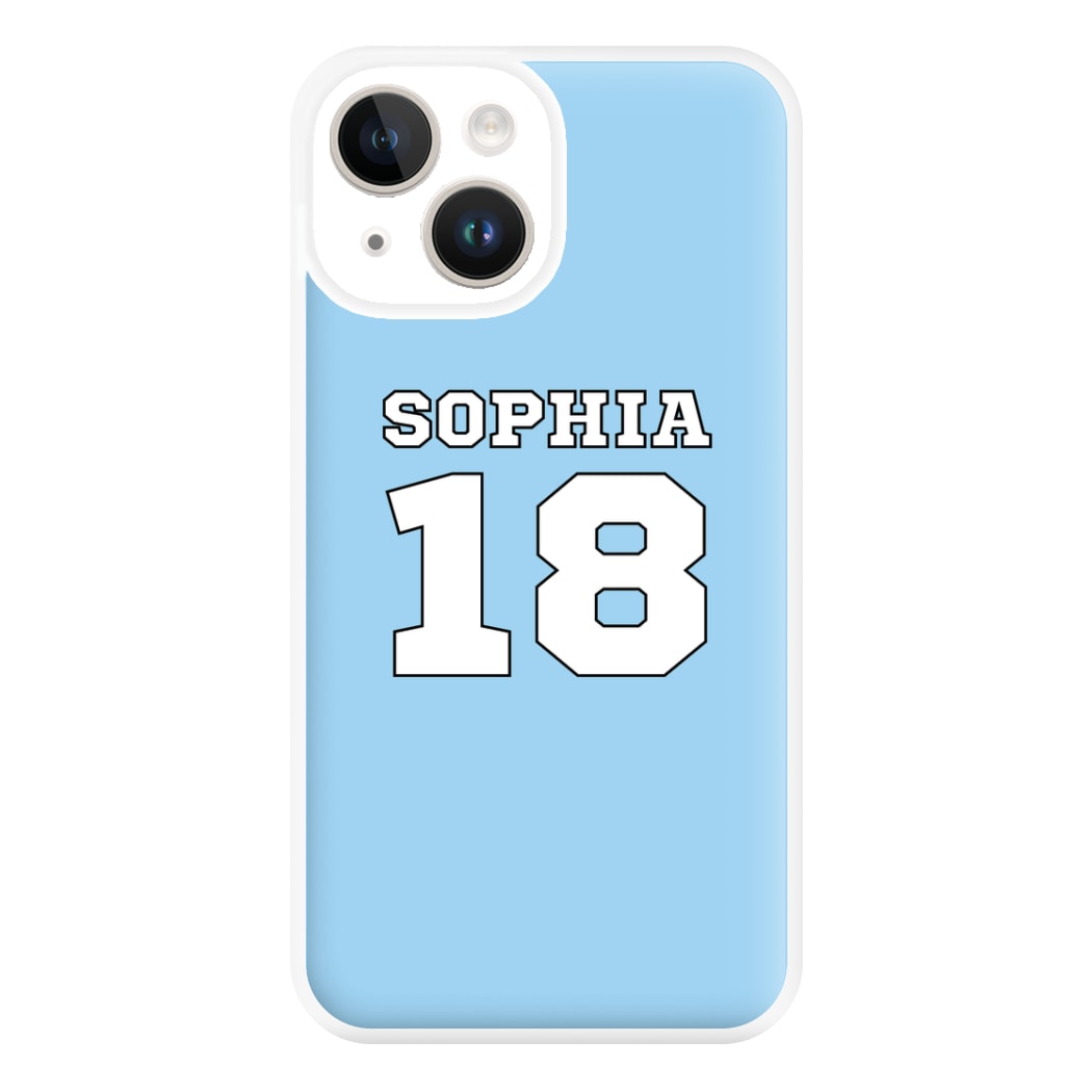 Light Blue - Personalised Football Phone Case for iPhone 14