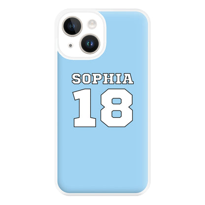 Light Blue - Personalised Football Phone Case for iPhone 14