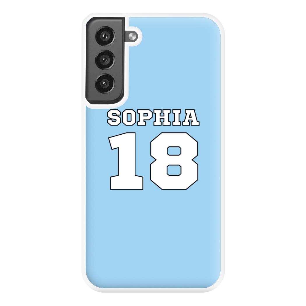 Light Blue - Personalised Football Phone Case for Galaxy S21FE