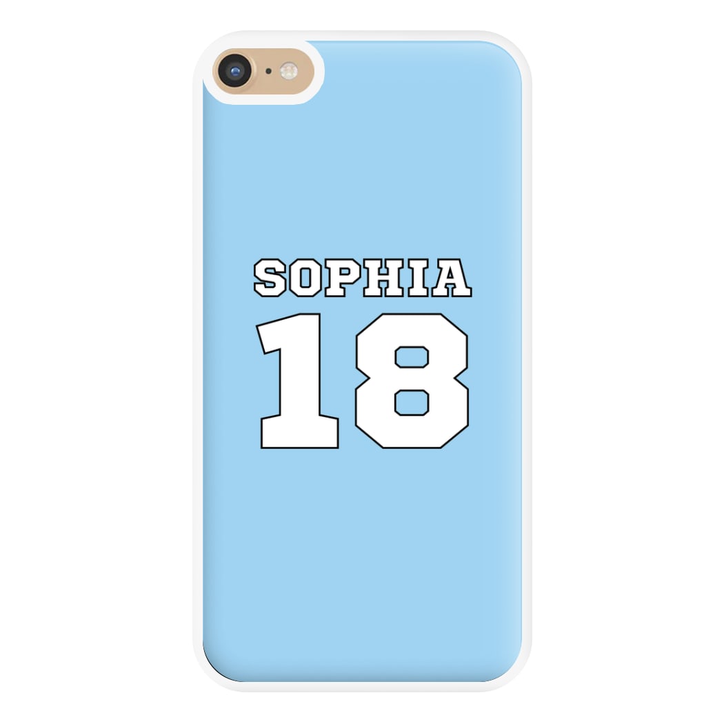 Light Blue - Personalised Football Phone Case for iPhone 6 Plus / 7 Plus / 8 Plus