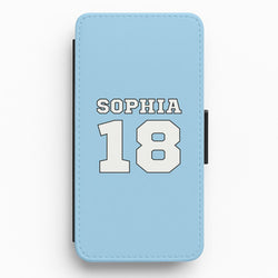 Light Blue - Personalised Football Flip / Wallet Phone Case