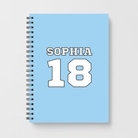Light Blue - Personalised Football Notebook
