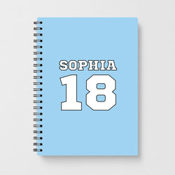 Light Blue - Personalised Football Notebook